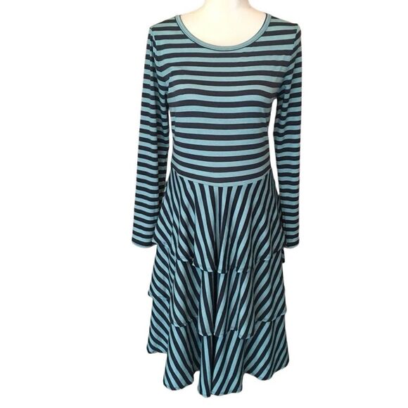 LuLaRoe Dresses & Skirts - NWT  LULA ROE Striped Turquoise Georgia Dress, LARGE.